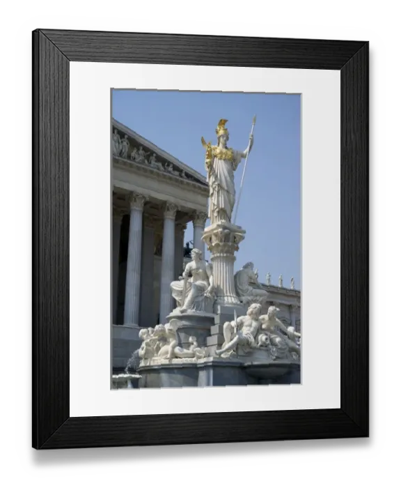Framed Print : Europe, Austria, Vienna, detail of statue and fountain at the Austrian Parliament Framed Print : Europe, Austria, Vienna, detail of statue and fountain at the Austrian Parliament