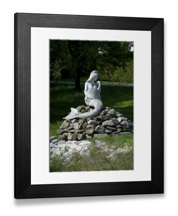 Framed Print : Europe, Austria, Jochenstein, Rock of Jochenstein, mermaid statue along Danube River Framed Print : Europe, Austria, Jochenstein, Rock of Jochenstein, mermaid statue along Danube River