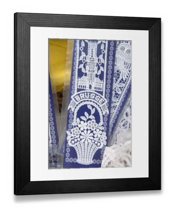 Framed Print : Belgium, Brugge (aka Brug or Bruge). UNESCO World Heritige Site. World famous Belgium lace Framed Print : Belgium, Brugge (aka Brug or Bruge). UNESCO World Heritige Site. World famous Belgium lace