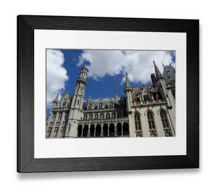 Framed Print : Belgium, Brugge (aka Brug or Bruge). Medieval Market Square, Provincial Government Palace
