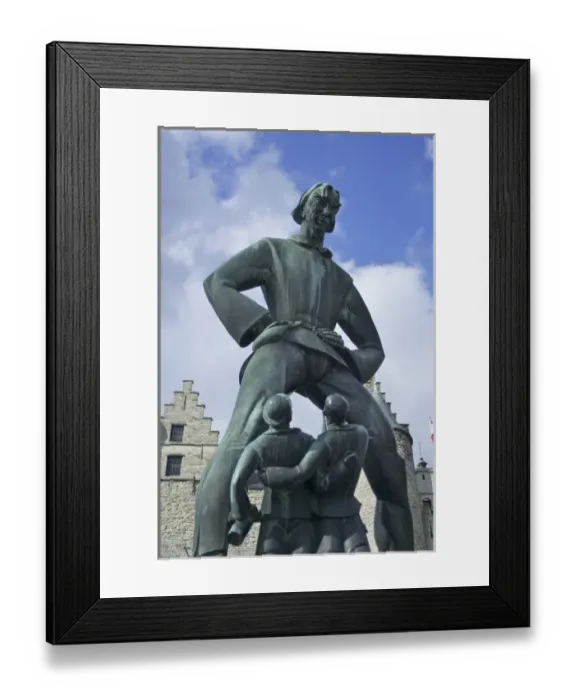 Framed Print : Belgium, Flanders, Antwerp Province, Antwerp, statue of Lange Wapper outside Maritime Museum Framed Print : Belgium, Flanders, Antwerp Province, Antwerp, statue of Lange Wapper outside Maritime Museum
