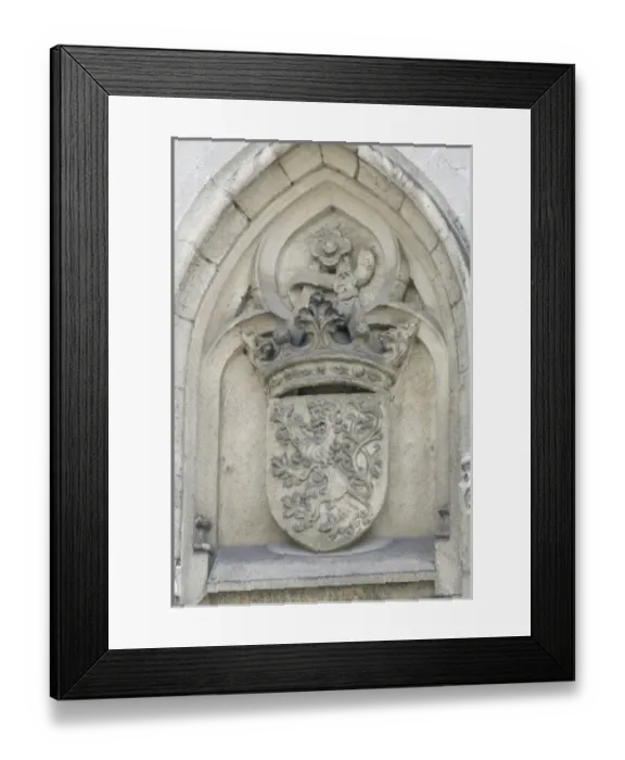 Framed Print : Belgium, West Flanders, Bruges, variation on Crest of Belgium