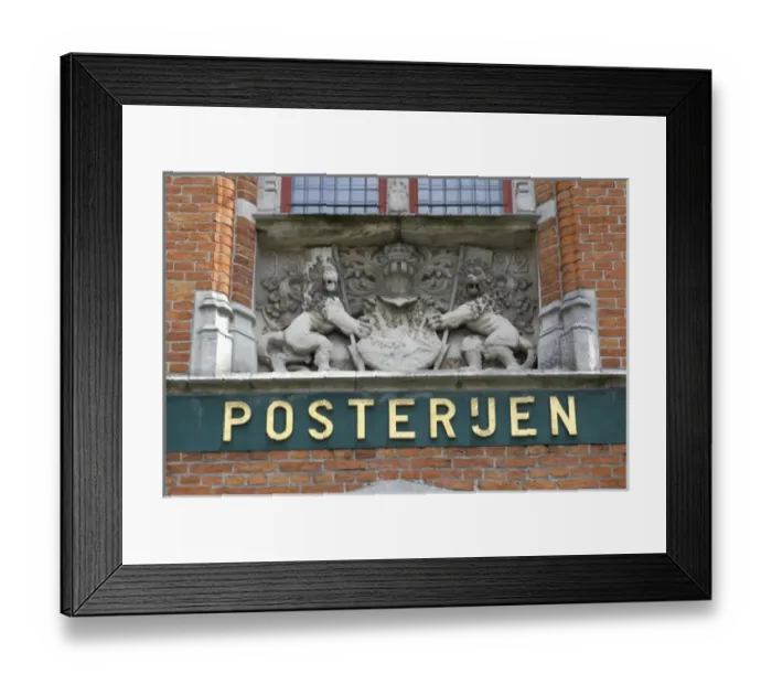 Framed Print : Belgium, West Flanders, Bruges, Crest of Belgium on the post office building 1822 Framed Print : Belgium, West Flanders, Bruges, Crest of Belgium on the post office building 1822