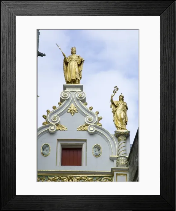 Framed Print : Belgium, West Flanders, Bruges, the Old Civil Registry building, Brug square, Arch