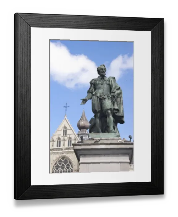 Framed Print : Belgium, Flanders, Antwerp Province, Antwerp, the Groenplaats or green square, Statue of Rubens
