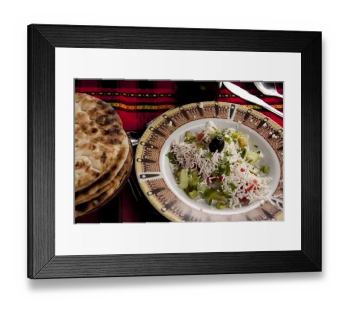 Framed Print : Bulgaria, Veliko Tarnovo. Typical Bulgarian lunch of fresh vegetable salad topped feta cheese Framed Print : Bulgaria, Veliko Tarnovo. Typical Bulgarian lunch of fresh vegetable salad topped feta cheese