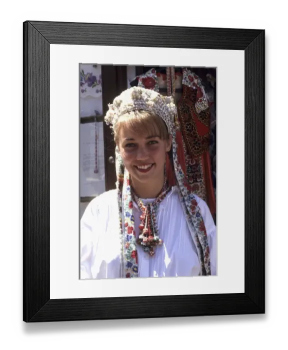 Framed Print : Czech Republic Prague woman with local clothes traditional dress (MR) Framed Print : Czech Republic Prague woman with local clothes traditional dress (MR)