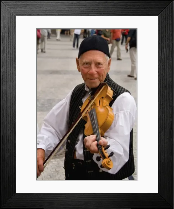 Framed Print : Close up of local people in traditional costume in dancing band in famous Old Town