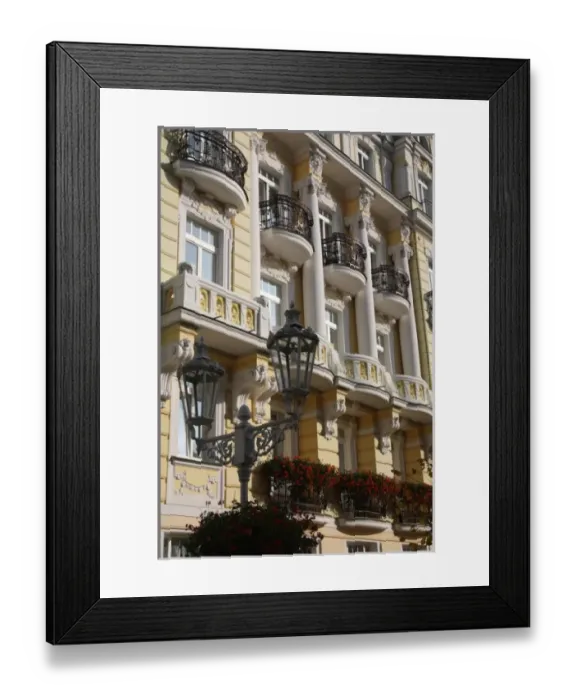Framed Print : Europe, Czech Republic, Frantiskovy Lazne. A richly decorated Art Nouveau hotel facade Framed Print : Europe, Czech Republic, Frantiskovy Lazne. A richly decorated Art Nouveau hotel facade