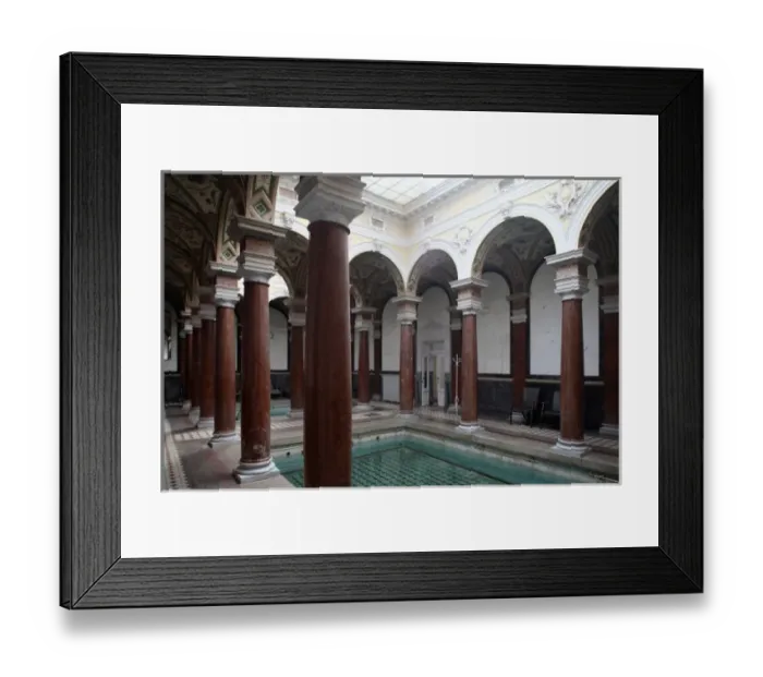 Framed Print : Europe, Czech Republic, Marianske Lazne. The mineral water swimming pool inside of Framed Print : Europe, Czech Republic, Marianske Lazne. The mineral water swimming pool inside of