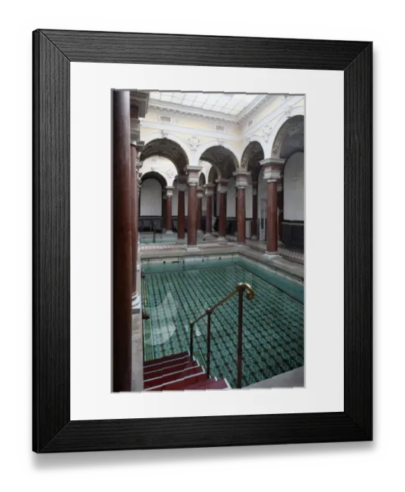 Framed Print : Europe, Czech Republic, Marianske Lazne. The mineral water swimming pool inside of Framed Print : Europe, Czech Republic, Marianske Lazne. The mineral water swimming pool inside of
