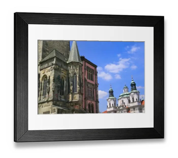 Framed Print : Astronomical clock and St Nicholas Church in Old Town Square, Prague, Czech Republic Framed Print : Astronomical clock and St Nicholas Church in Old Town Square, Prague, Czech Republic