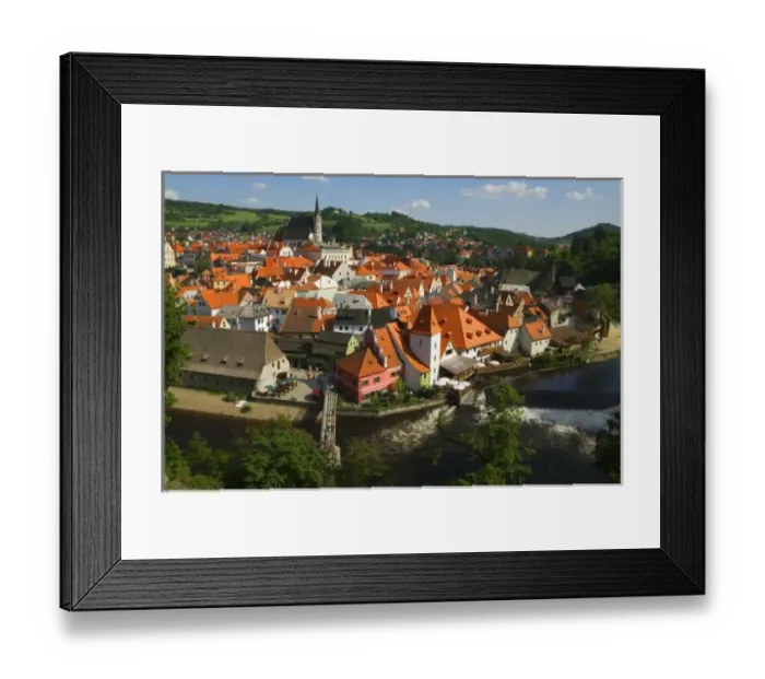 Framed Print : Cityscape of Cesky Krumlov by Vltava River, Czech Republic Framed Print : Cityscape of Cesky Krumlov by Vltava River, Czech Republic