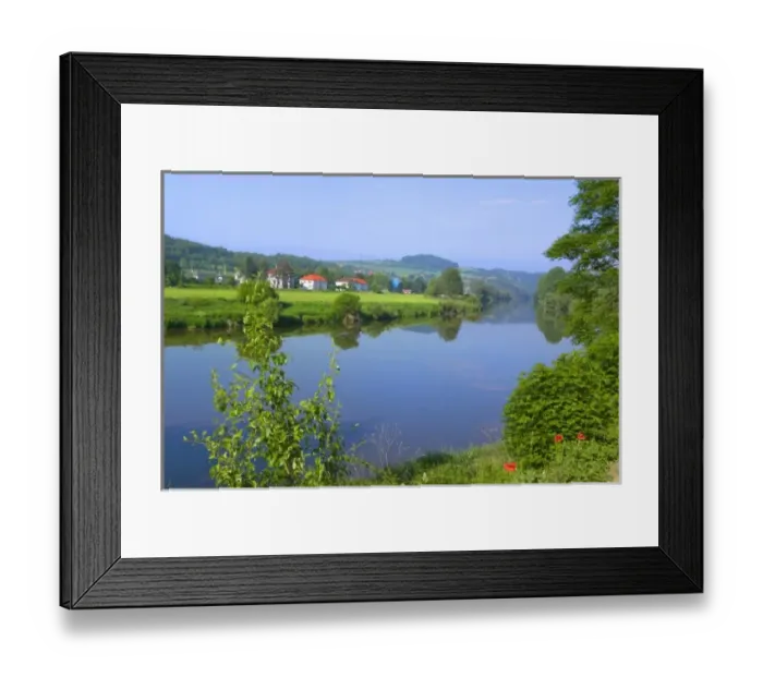 Framed Print : Village houses along Vltava River, near Prague, Czech Republic