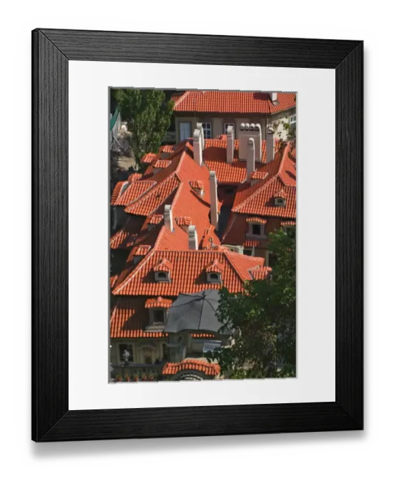 Framed Print : Cityscape of red roofed houses, Prague, Czech Republic Framed Print : Cityscape of red roofed houses, Prague, Czech Republic