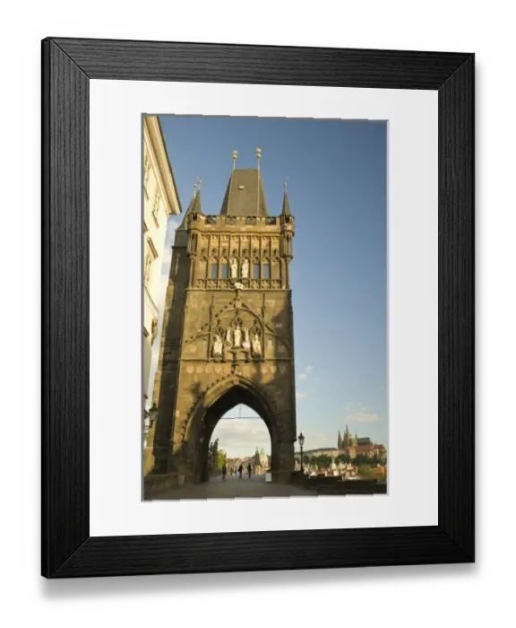 Framed Print : View from Charles Bridge (Karluv most), founded in 1357, Baroque Sculptures from the 18th Century