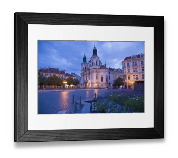 Framed Print : Early Summer morning along Old Town Square, Historical Center of Prague-UNESCO World Cultural