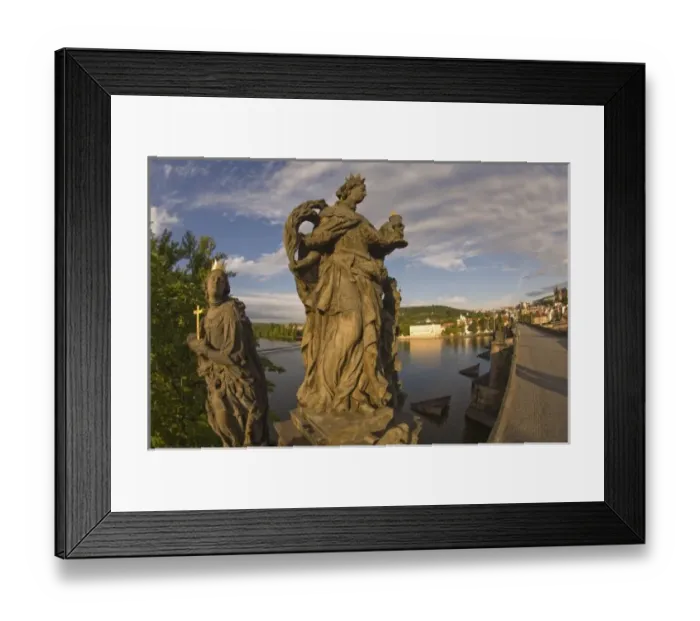 Framed Print : View from Charles Bridge (Karluv most), founded in 1357, Baroque Sculptures from the 18th Century Framed Print : View from Charles Bridge (Karluv most), founded in 1357, Baroque Sculptures from the 18th Century