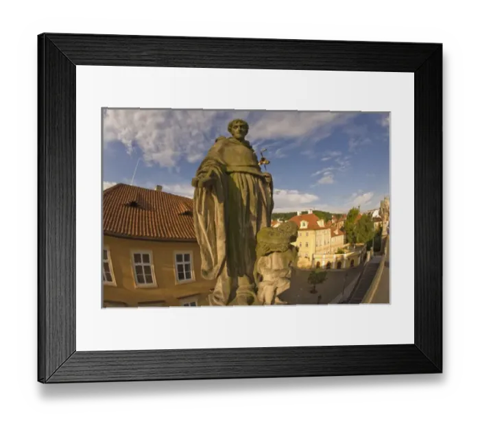Framed Print : View from Charles Bridge (Karluv most), founded in 1357, Baroque Sculptures from the 18th Century Framed Print : View from Charles Bridge (Karluv most), founded in 1357, Baroque Sculptures from the 18th Century