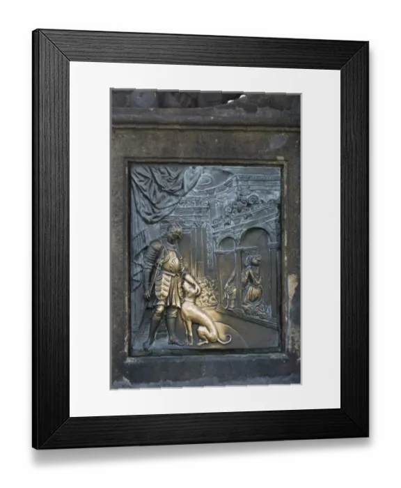 Framed Print : Relief of St John Nepomuk on base of statue, Charles Bridge, Prague, Capital city of Czech Framed Print : Relief of St John Nepomuk on base of statue, Charles Bridge, Prague, Capital city of Czech