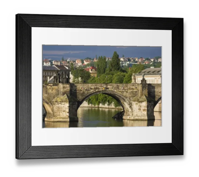 Framed Print : Charles Bridge (Karluv Most) is a 14th century stone bridge linking the two sides