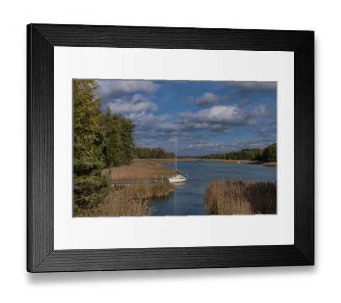 Framed Print : Turku, Finland. Sailboat on water in harbor near Turku Holiday Club