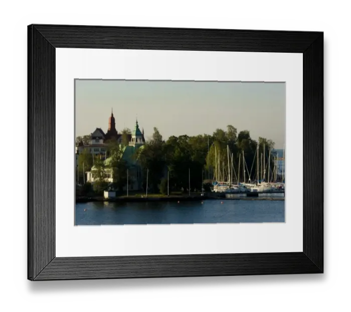 Framed Print : Finland, Helsinki. Overview of Helsinki from across harbor Framed Print : Finland, Helsinki. Overview of Helsinki from across harbor