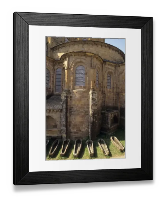 Framed Print : France: Conques, Benedictine Abbey Church of Sainte-Foy built from 1030-1130, East Facade Framed Print : France: Conques, Benedictine Abbey Church of Sainte-Foy built from 1030-1130, East Facade