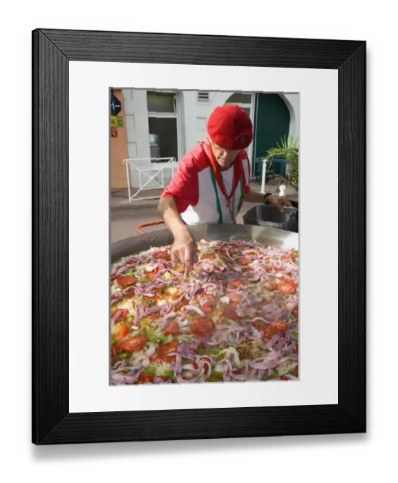 Framed Print : French Basque man cooking paella in the town of Biarritz, Pyrenees-Atlantiques, French Framed Print : French Basque man cooking paella in the town of Biarritz, Pyrenees-Atlantiques, French