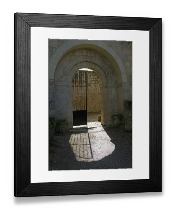 Framed Print : France, Midi-Pyrenees region, Gers Department. Outside the old Romanesque chapel of St