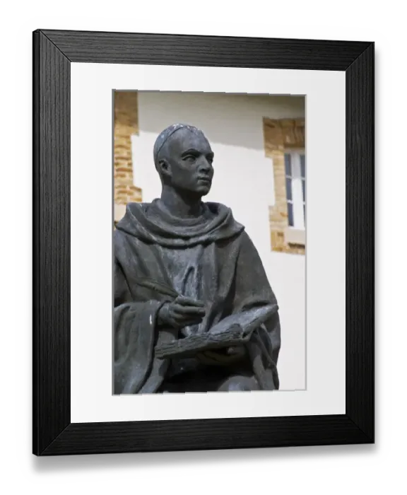 Framed Print : A statue in the court yard of Dom Ruinart (1657-1709) who has also given his name