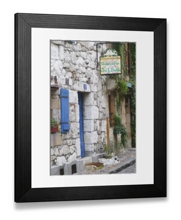 Framed Print : Old stone houses, sign saying Le Colombier de Grando and Roxane Bed and Breakfast Framed Print : Old stone houses, sign saying Le Colombier de Grando and Roxane Bed and Breakfast