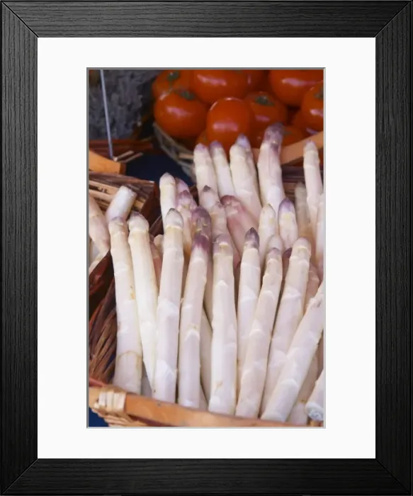 Framed Print : Street market merchants stall with white violet asparagus Sanary Var Cote d Azur Framed Print : Street market merchants stall with white violet asparagus Sanary Var Cote d Azur