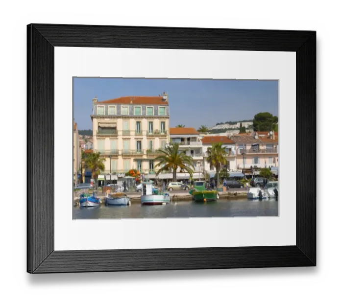 Framed Print : The harbour with boats and buildings along the water in Bandol Bandol Cote d Azur Framed Print : The harbour with boats and buildings along the water in Bandol Bandol Cote d Azur