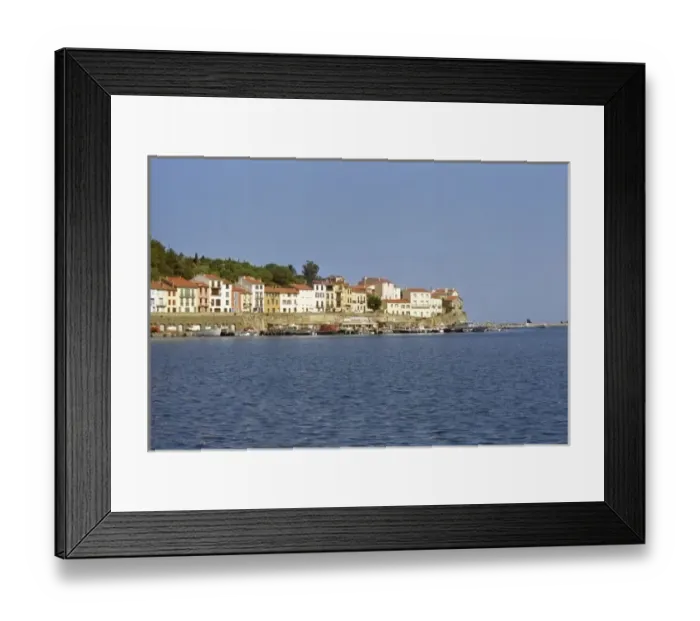 Framed Print : The fishing village Port Vendres close to the Spanish border in France, with boats Framed Print : The fishing village Port Vendres close to the Spanish border in France, with boats