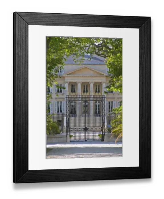 Framed Print : The Chateau Margaux built in 1802 19th century by the architect Combes, with black Framed Print : The Chateau Margaux built in 1802 19th century by the architect Combes, with black
