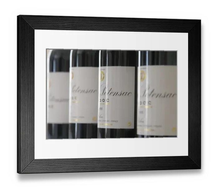 Framed Print : A row of bottles lined up on a table for tasting Chateau Potensac Cru Bourgeois Ordonnac Framed Print : A row of bottles lined up on a table for tasting Chateau Potensac Cru Bourgeois Ordonnac