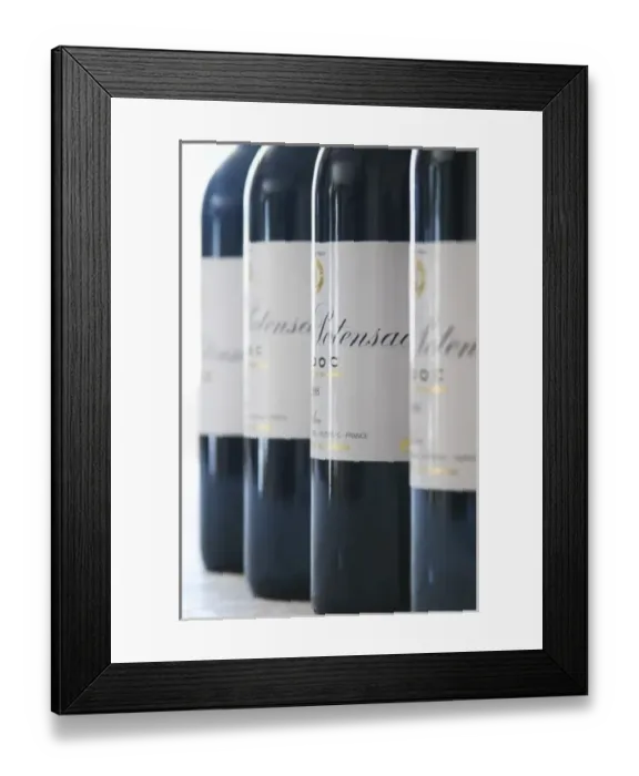 Framed Print : A row of bottles lined up on a table for tasting Chateau Potensac Cru Bourgeois Ordonnac Framed Print : A row of bottles lined up on a table for tasting Chateau Potensac Cru Bourgeois Ordonnac