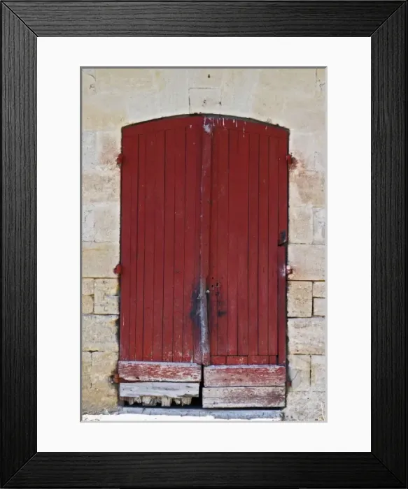Framed Print : An old red wooden door on one of the winery buildings Chateau Kirwan, Cantenac Margaux Framed Print : An old red wooden door on one of the winery buildings Chateau Kirwan, Cantenac Margaux