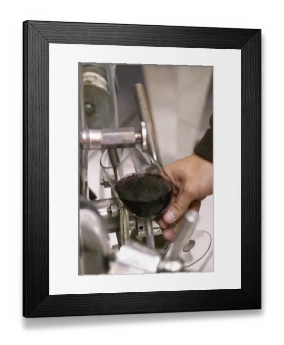 Framed Print : Domaine Haut-Lirou in St Jean de Cuculles. Pic St Loup. Languedoc. Pouring a wine sample in a glass Framed Print : Domaine Haut-Lirou in St Jean de Cuculles. Pic St Loup. Languedoc. Pouring a wine sample in a glass