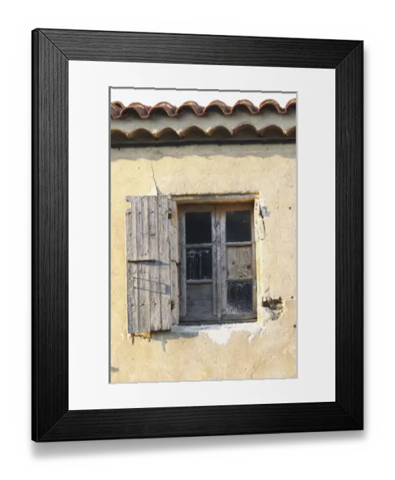 Framed Print : Chateau Mire l Etang. An old window with wooden shutter. La Clape. Languedoc Framed Print : Chateau Mire l Etang. An old window with wooden shutter. La Clape. Languedoc