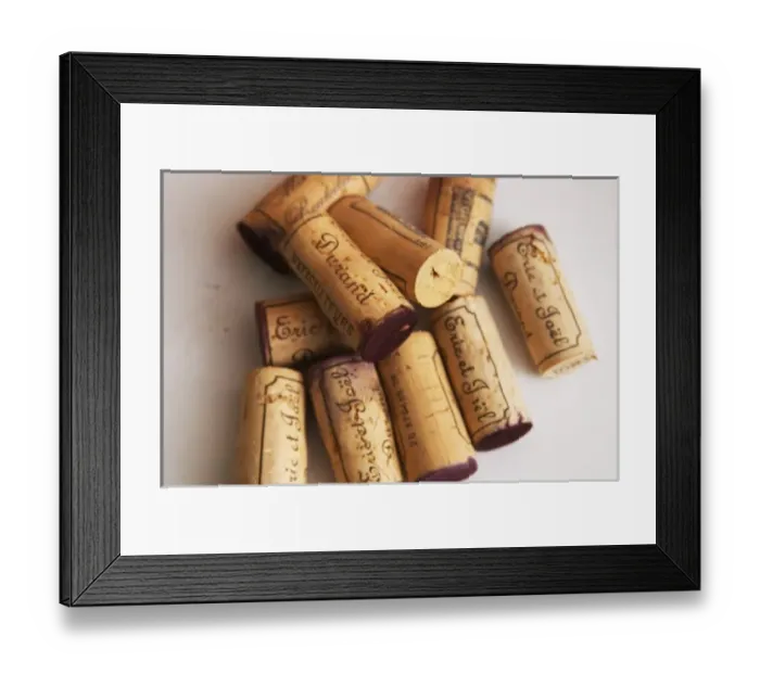 Framed Print : Corks stampled with Eric and Joel Durand against a white background. Domaine Eric et Joel Durand Framed Print : Corks stampled with Eric and Joel Durand against a white background. Domaine Eric et Joel Durand