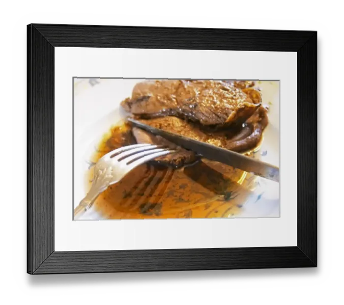 Framed Print : Mas de Perry, Mas Nicot. Terrasses de Larzac. Languedoc. Roti de sanglier, wild boar