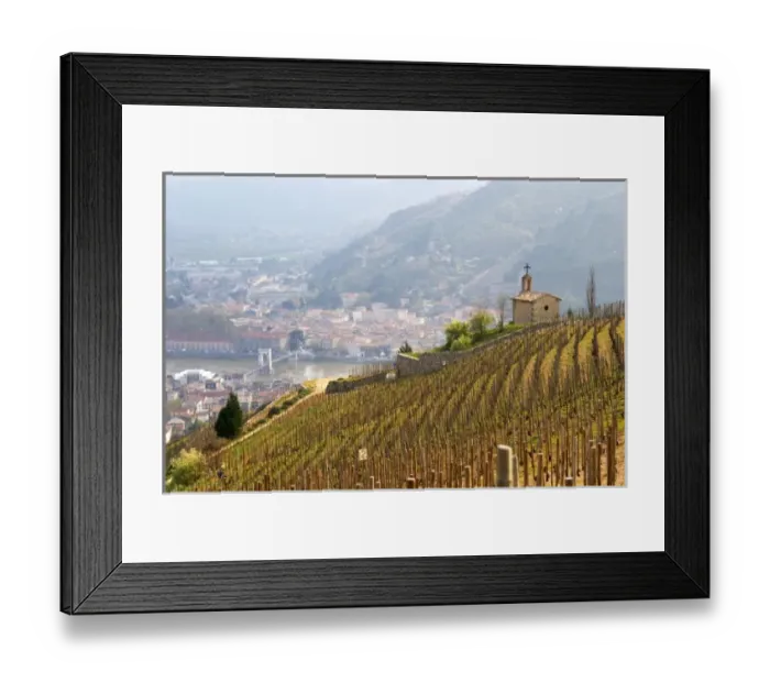 Framed Print : The Hermitage chapel on top of the hill with a veiw across the river on Tournon Framed Print : The Hermitage chapel on top of the hill with a veiw across the river on Tournon