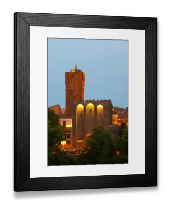 Framed Print : The black basalt lava stone cathedral. Agde town. Languedoc. France. Europe. St Etienne Framed Print : The black basalt lava stone cathedral. Agde town. Languedoc. France. Europe. St Etienne