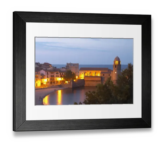 Framed Print : The church Eglise Notre Dame des Anges, our lady of the angels. The beach in the village