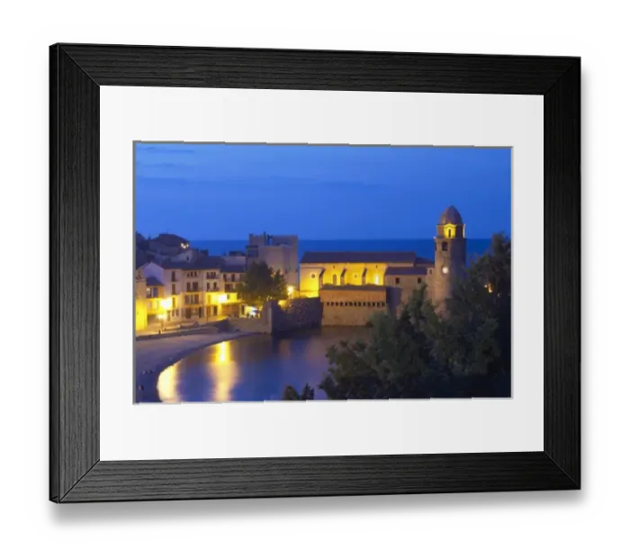 Framed Print : The church Eglise Notre Dame des Anges, our lady of the angels. The beach in the village