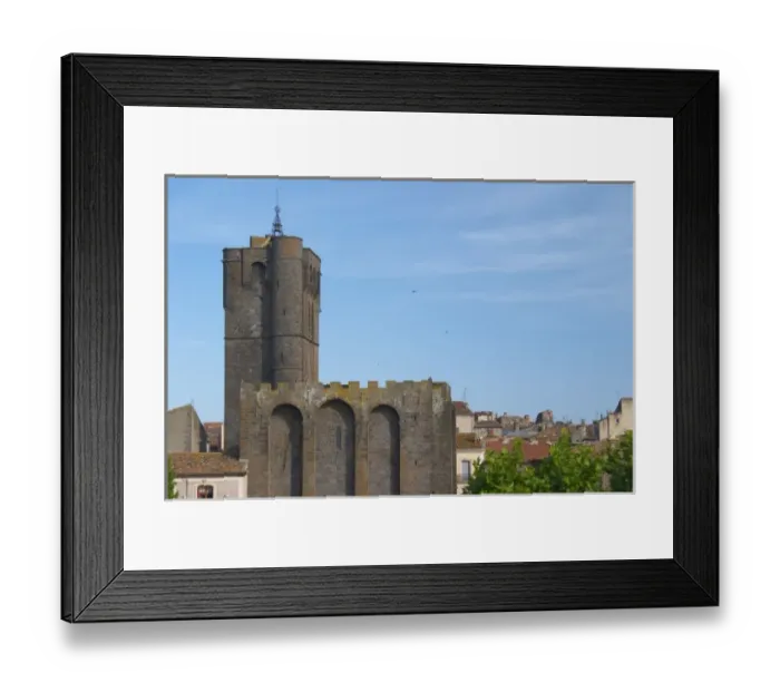 Framed Print : The black basalt lava stone cathedral. Agde town. Languedoc. France. Europe. St Etienne Framed Print : The black basalt lava stone cathedral. Agde town. Languedoc. France. Europe. St Etienne