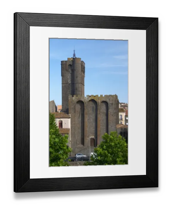 Framed Print : The black basalt lava stone cathedral. Agde town. Languedoc. France. Europe. St Etienne Framed Print : The black basalt lava stone cathedral. Agde town. Languedoc. France. Europe. St Etienne