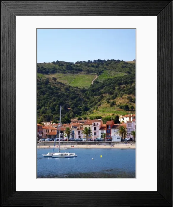 Framed Print : Collioure. Roussillon. The beach and the village. France. Europe. Vineyard Framed Print : Collioure. Roussillon. The beach and the village. France. Europe. Vineyard